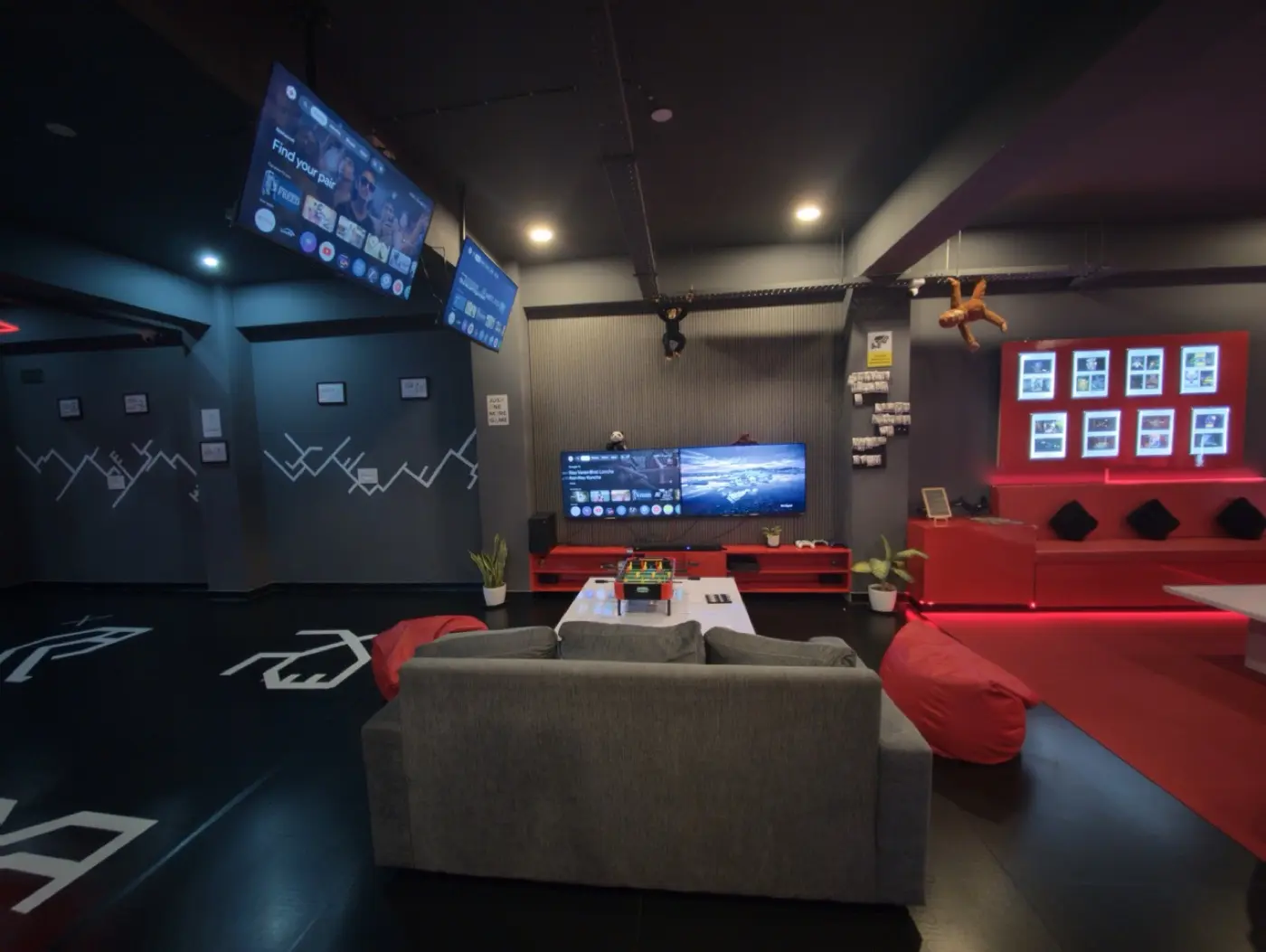 The Totem lounge in Koramangala, where teams settle in with laptops and coffee before a VR session